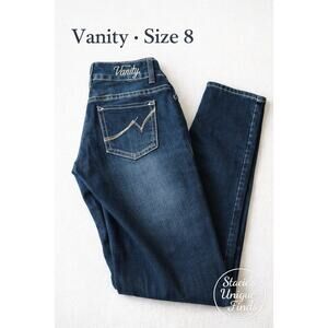 Vanity Dark Wash Skinny Jeans Womens Size 8 Stretch Mid Rise Denim